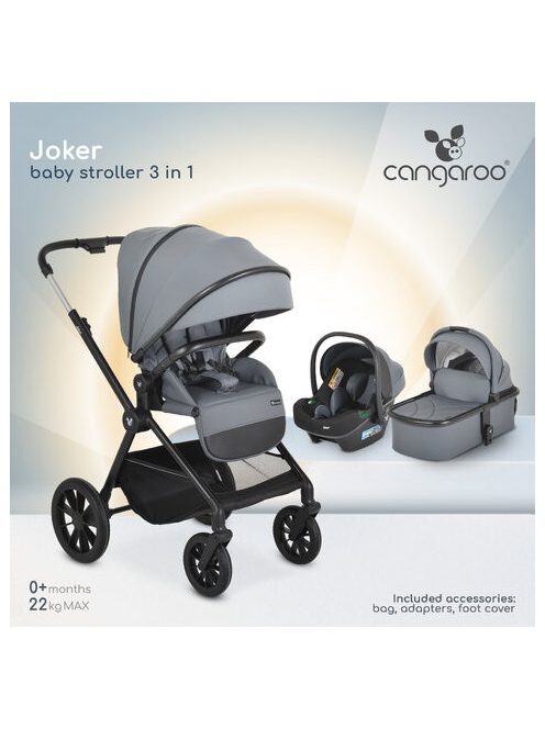 Cangaroo JOKER babakocsi szett 3in1 SZÜRKE