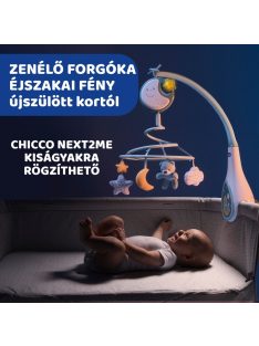   Chicco Next 2 Dreams zenélő forgóka - éjszakai fény kék