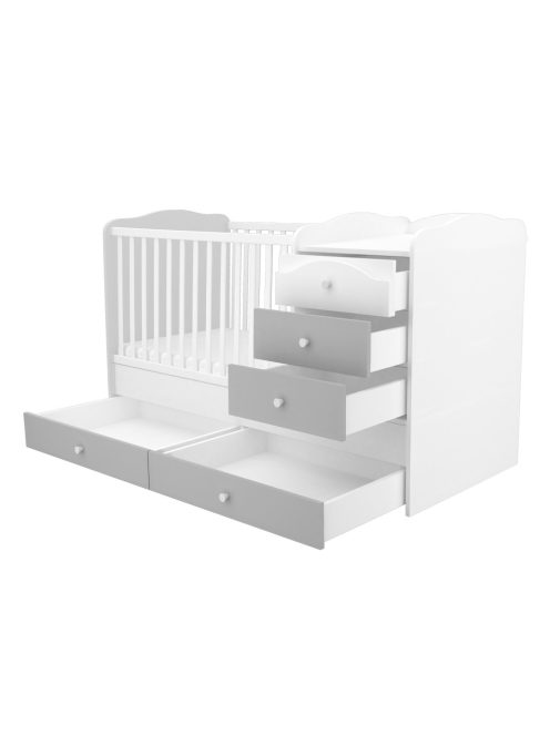 Maxi Kombi 5 fiókos gyermekágy Ezüst-Fehér