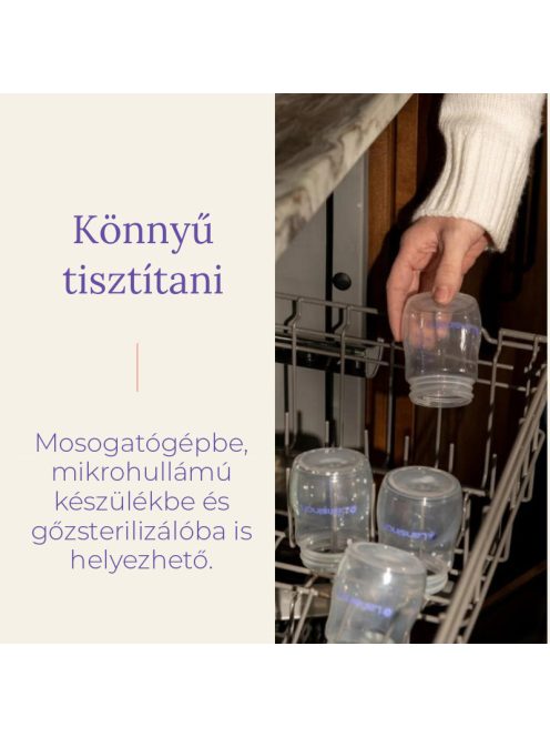 Lansinoh Cumisüveg lassú folyású etetőcumival + fedéllel, 160 ml