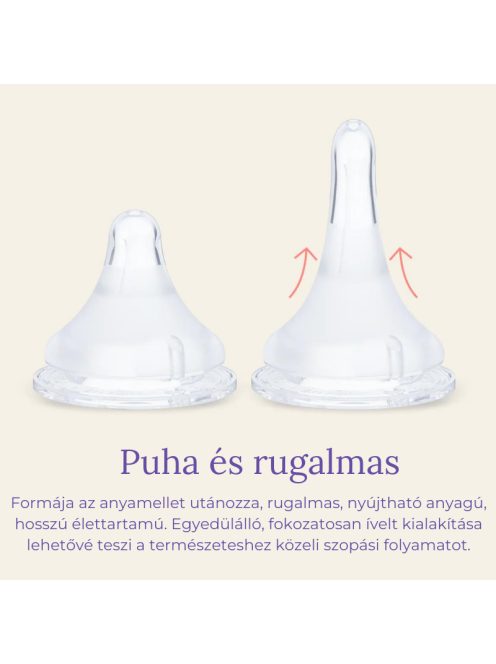 Lansinoh Cumisüveg lassú folyású etetőcumival + fedéllel, 160 ml