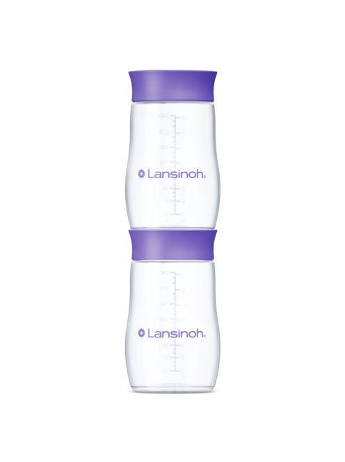 Lansinoh Cumisüveg lassú folyású etetőcumival + fedéllel, 160 ml