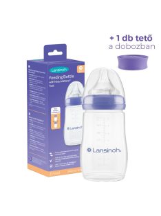   Lansinoh Cumisüveg közepes folyású etetőcumival + fedéllel, 240 ml