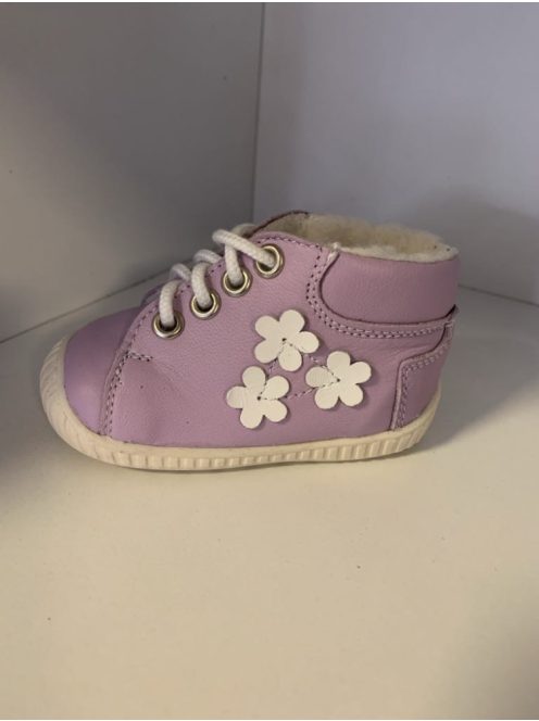 Maus Első lépés szőrmés cipő lila box 3 virágos