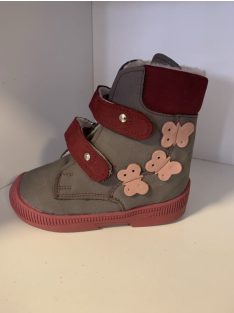   Maus Szupinált szőrmés cipő szürke 3 pillangós tépőzáras