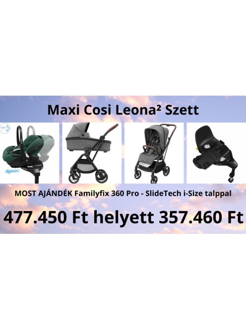 Maxi Cosi Leona² babakocsi mózeskosárral és babahordozóval ajándék Isofix talppal