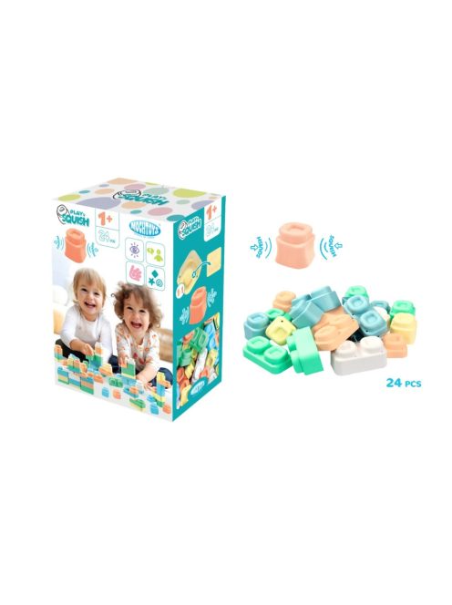  MOCHTOYS Play&Squish építőkocka dobozban 24 db-os puha építőjáték PASZTELL