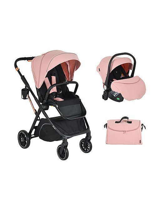 Moni BINGO babakocsi SZETT újszülött kortól 22kg-ig 2in1 sport+váz+hordozó PINK 