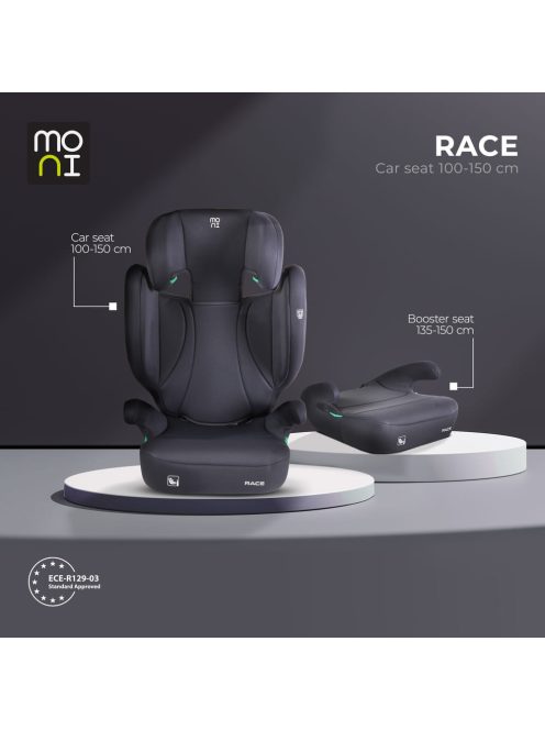 Moni RACE autós ülés 100-150 cm ülésmagasítóvá alakítható SZÜRKE 