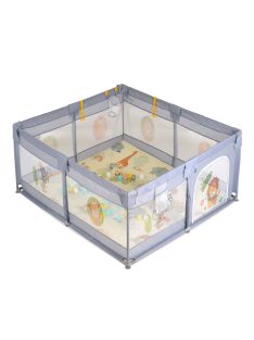   Moni GAMEZONE összecsukható járóka szőnyeggel, 60 labdával 120x120 SZÜRKE 