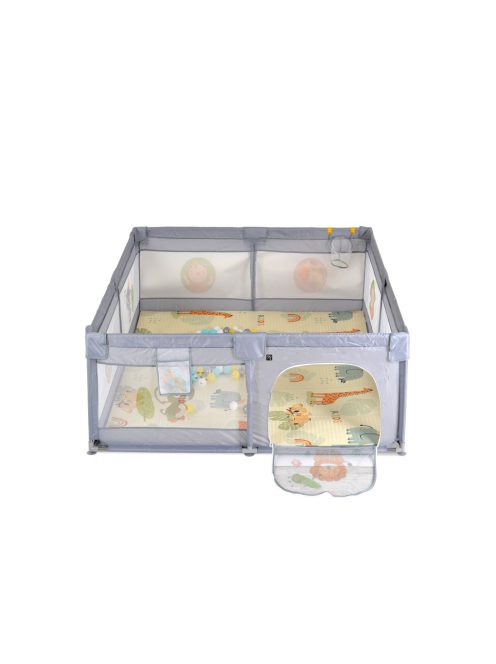 Moni GAMEZONE összecsukható járóka szőnyeggel, 60 labdával 120x120 SZÜRKE 