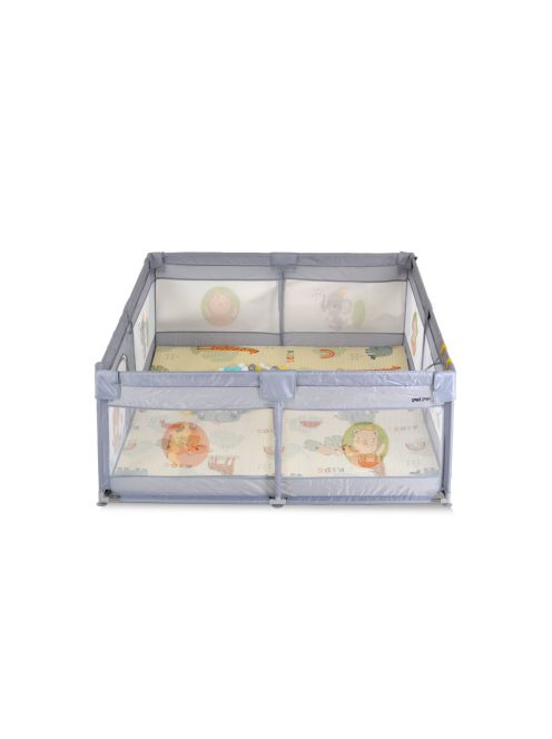 Moni GAMEZONE összecsukható járóka szőnyeggel, 60 labdával 120x120 SZÜRKE 