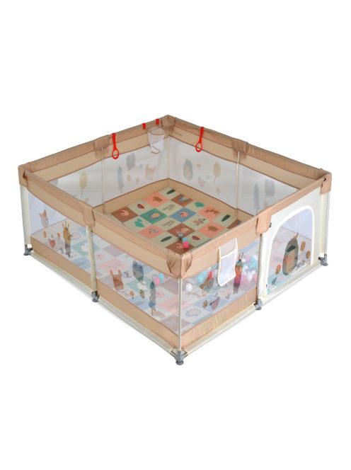 Moni GAMEZONE összecsukható járóka szőnyeggel, 60 labdával 120x120 BÉZS 
