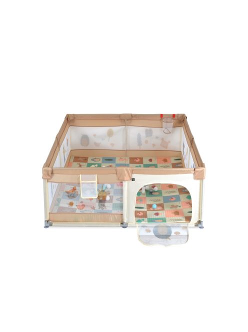 Moni GAMEZONE összecsukható járóka szőnyeggel, 60 labdával 120x120 BÉZS 