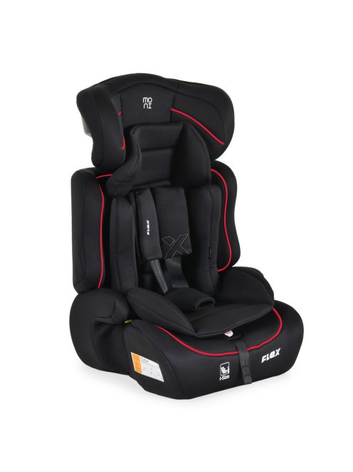 Moni FLEX autós ülés 76-150cm FEKETE-PIROS díszcsík 
