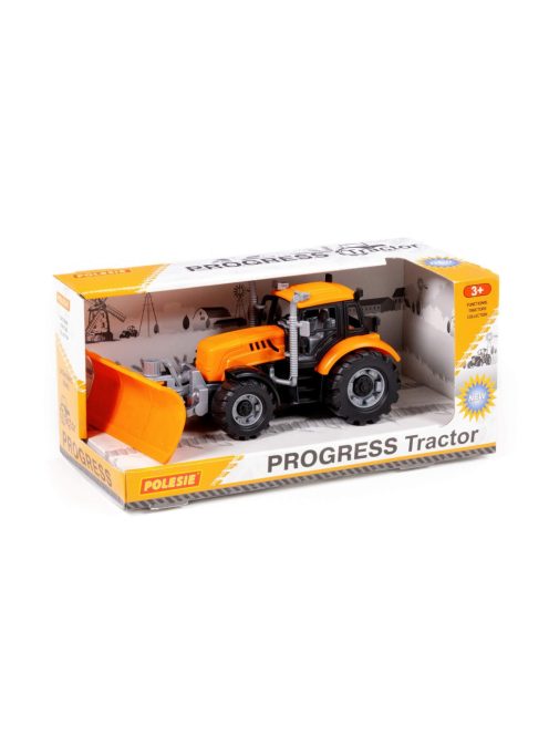 POLESIE műanyag lendkerekes, tolólapátos traktor NARANCS 