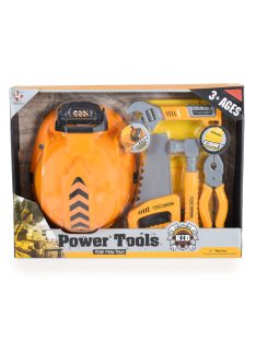 Power Tools FIÚ játék sisak, mellény, szerszámok SÁRGA