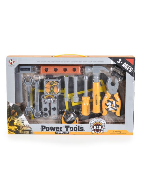 Power Tools FIÚ játék szerszámszett dobozban SÁRGA FEKETE