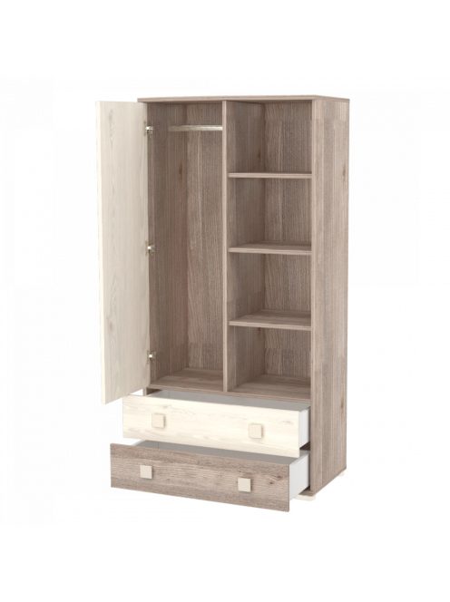 Egyajtós kétfiókos állószekrény Krém-Fűz